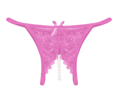 Love In Leather Crotchless Pearl Womens Panties - G-Strings, Panties and Shorts