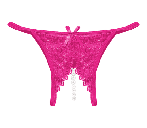 Love In Leather Crotchless Pearl Womens Panties - G-Strings, Panties and Shorts