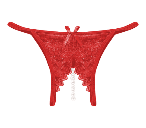 Love In Leather Crotchless Pearl Womens Panties - G-Strings, Panties and Shorts