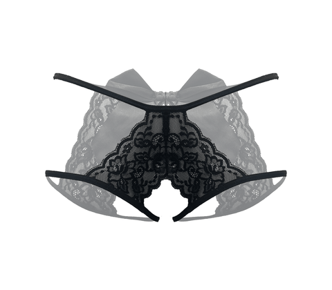 Love In Leather Womens Sexy Crotchless Panties Black OS - G-Strings, Panties and Shorts