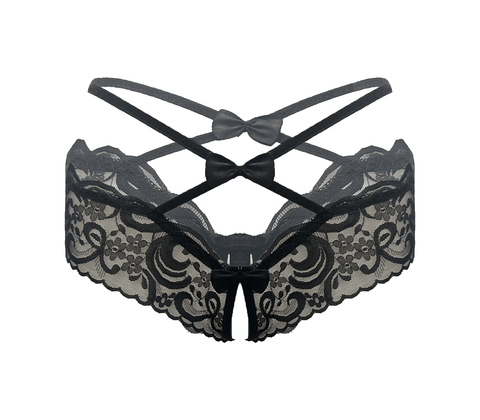 Love In Leather Womens Crotchless Panties OS - G-Strings, Panties and Shorts
