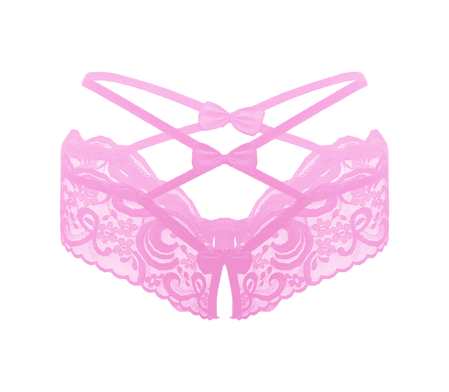 Love In Leather Womens Crotchless Panties OS Baby Pink G-Strings, Panties and Shorts