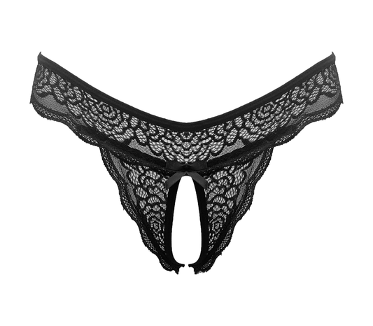 Love In Leather Sexy Crotchless Panties Black - G-Strings, Panties and Shorts