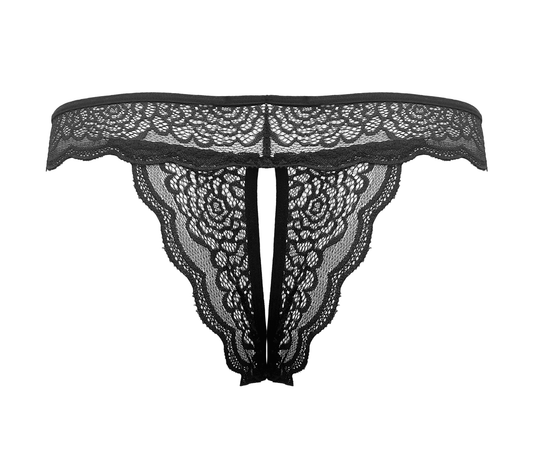 Love In Leather Sexy Crotchless Panties Black - G-Strings, Panties and Shorts