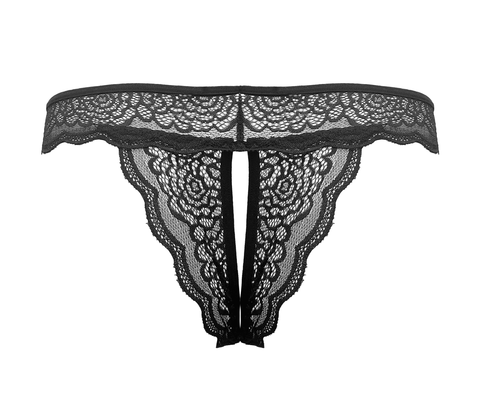 Love In Leather Sexy Crotchless Panties Black - G-Strings, Panties and Shorts