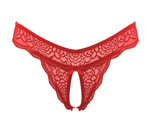 Love In Leather Sexy Crotchless Panties Red - G-Strings, Panties and Shorts