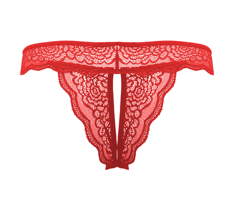 Love In Leather Sexy Crotchless Panties Red - G-Strings, Panties and Shorts