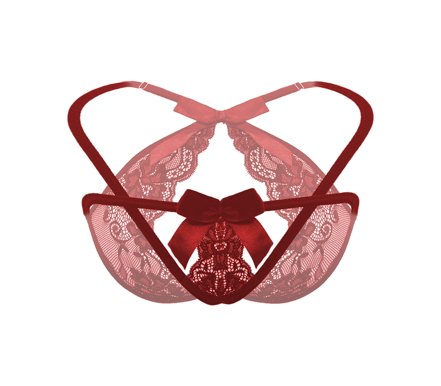 Love In Leather Crotchless Panties With Adjustable Slider OS Wine G-Strings, Panties and Shorts