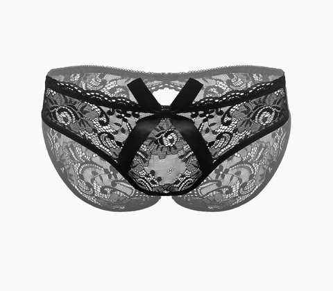 Love In Leather Sexy Crotchless Panties Black OS - G-Strings, Panties and Shorts