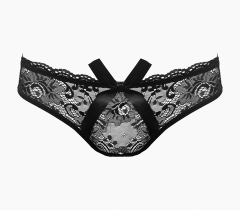 Love In Leather Sexy Crotchless Panties Black OS - G-Strings, Panties and Shorts