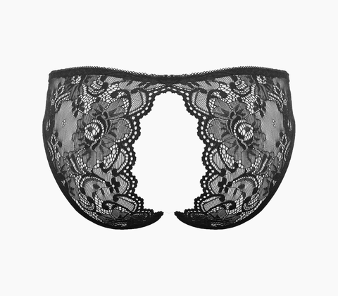 Love In Leather Sexy Crotchless Panties Black OS - G-Strings, Panties and Shorts