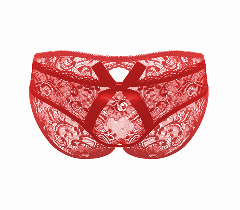 Love In Leather Sexy Womens Full Lace Crotchless Panties - G-Strings, Panties and Shorts
