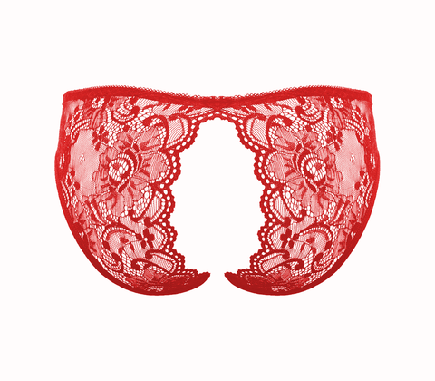 Love In Leather Sexy Womens Full Lace Crotchless Panties - G-Strings, Panties and Shorts