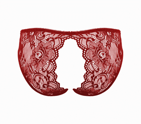 Love In Leather Sexy Womens Full Lace Crotchless Panties - G-Strings, Panties and Shorts