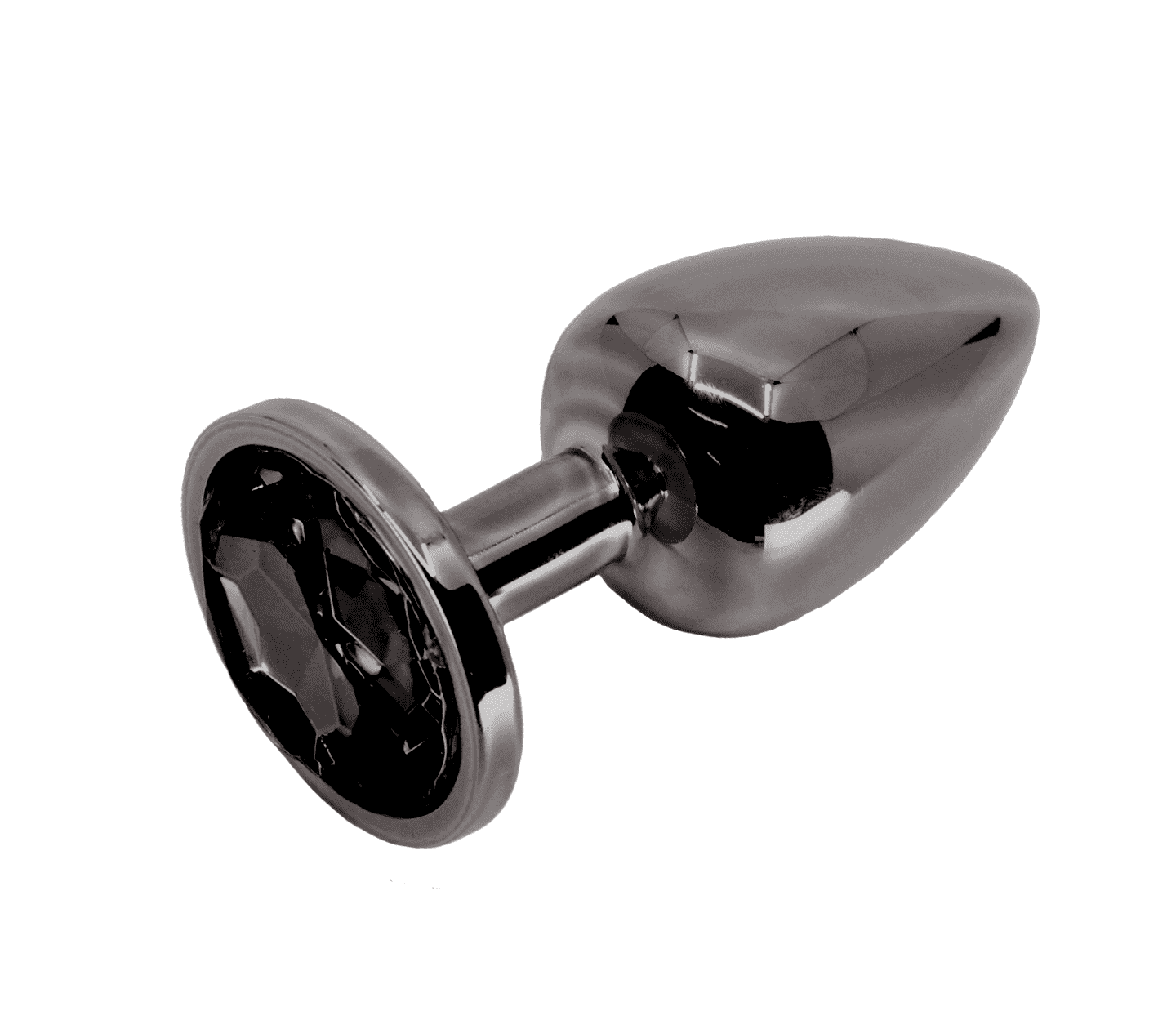 Love In Leather Round Gem Metal Anal Plug Gunmetal Black Small Black Chrome Butt Plugs