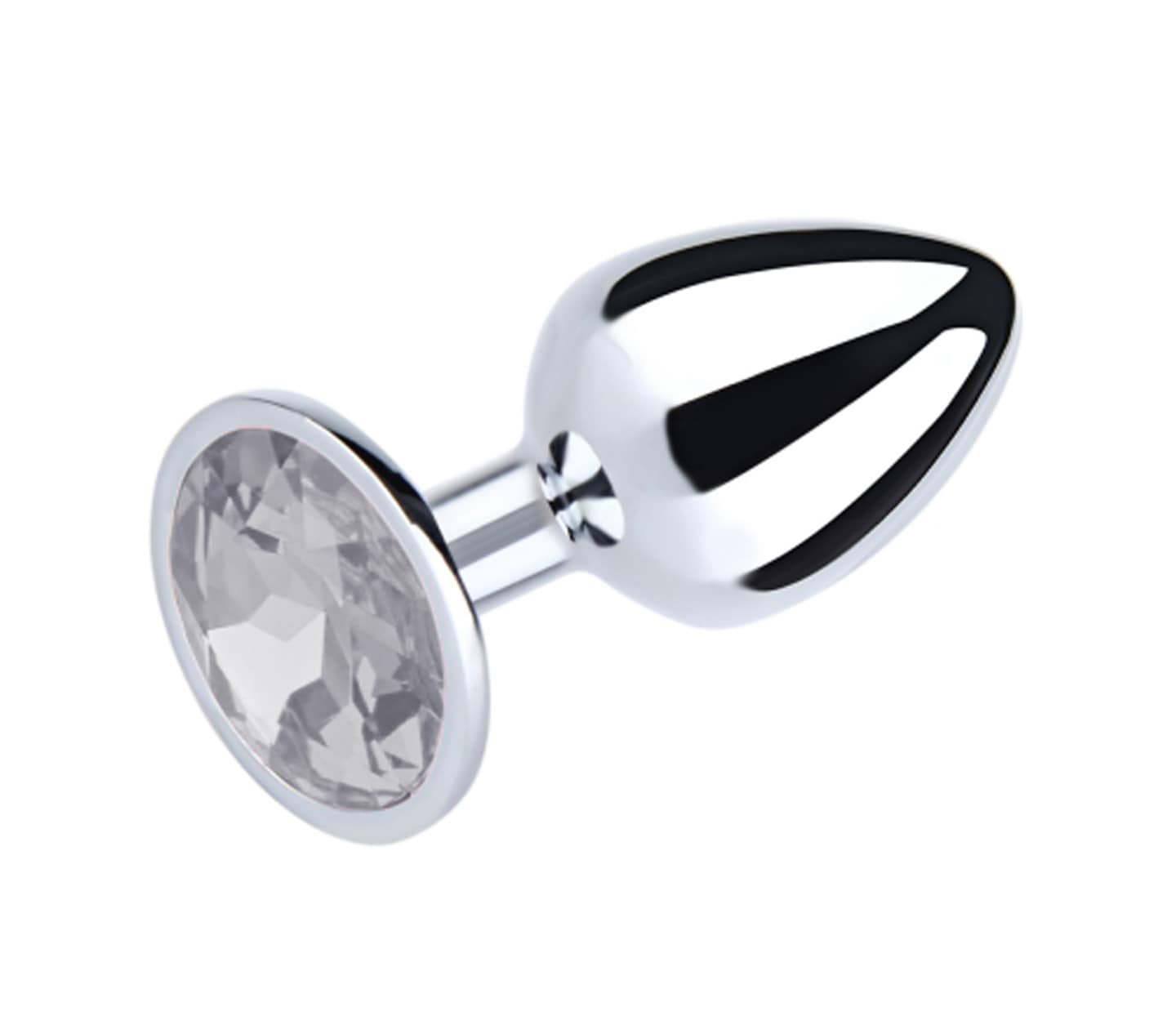 Love In Leather Metal Butt Plug With Round Gem Clear Small Butt Plugs