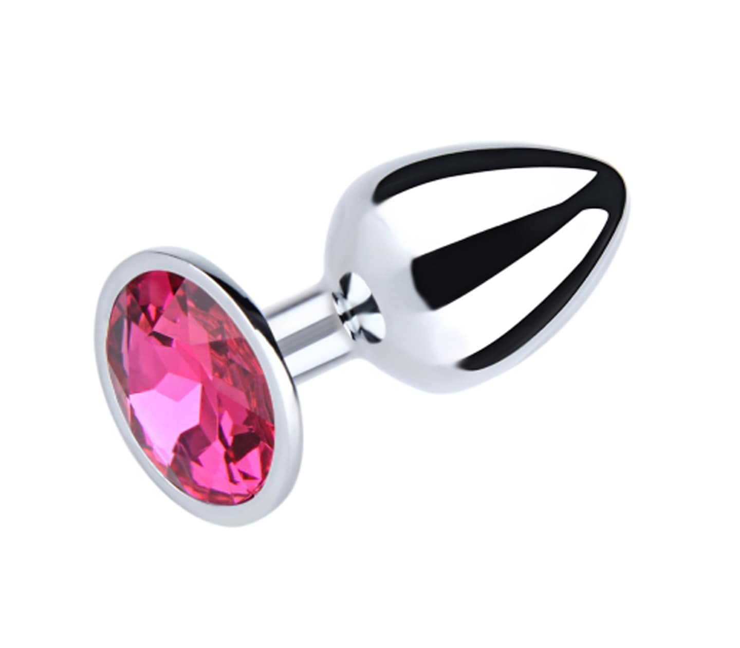Love In Leather Metal Anal Plug With Round Gem Pink Small Butt Plugs