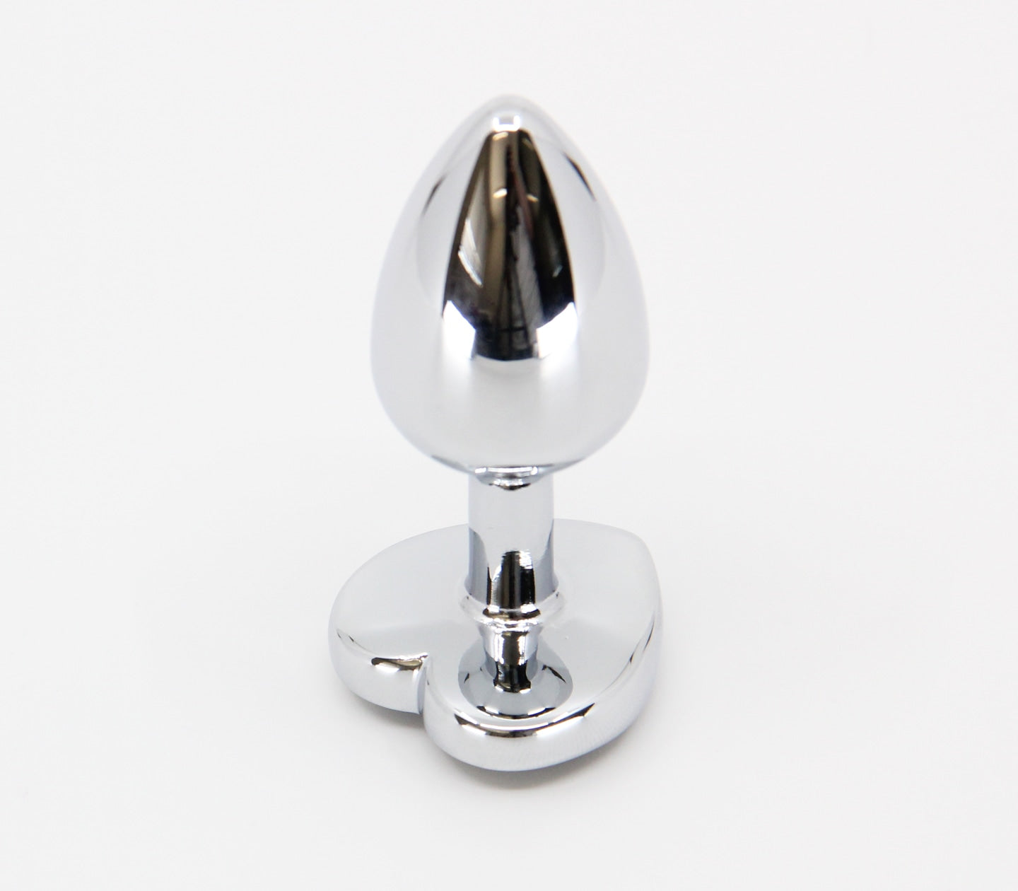 Love In Leather Metal Anal Plug With Heart Gem Clear Medium Butt Plugs