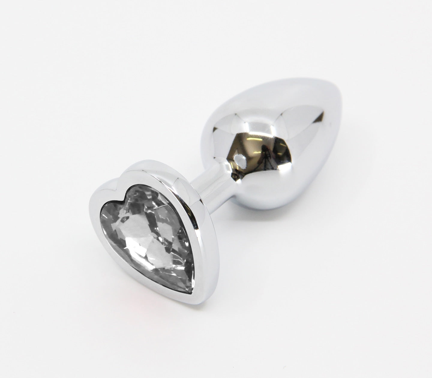 Love In Leather Metal Butt Plug With Heart Gem Clear Butt Plugs