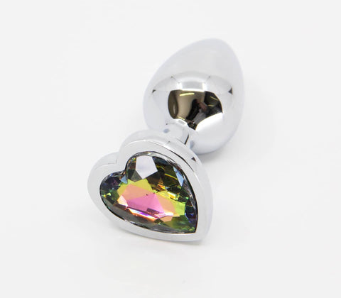 Love In Leather Butt Plug With Heart Gem Pride/Rainbow - Butt Plugs