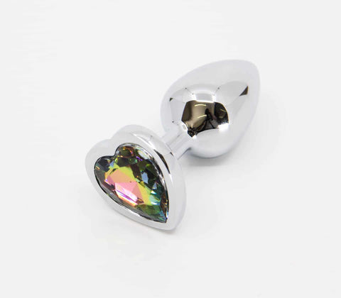 Love In Leather Butt Plug With Heart Gem Pride/Rainbow - Butt Plugs