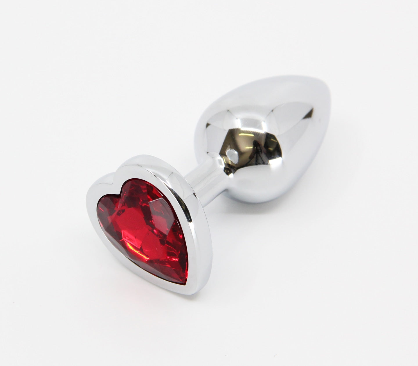Love In Leather Metal Butt Plug With Heart Gem Red Small Butt Plugs
