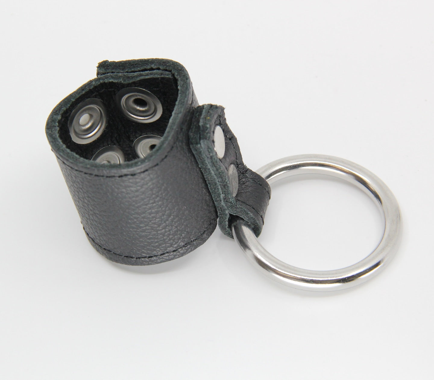 Love In Leather Steel Cock Ring With Ball Stretcher Cock Rings