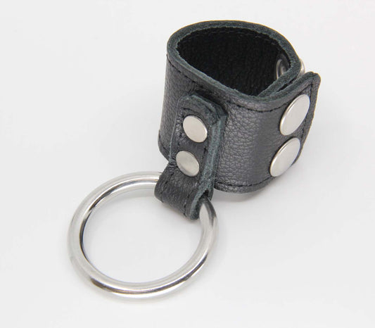 Love In Leather Steel Cock Ring With Ball Stretcher Default Title Cock Rings
