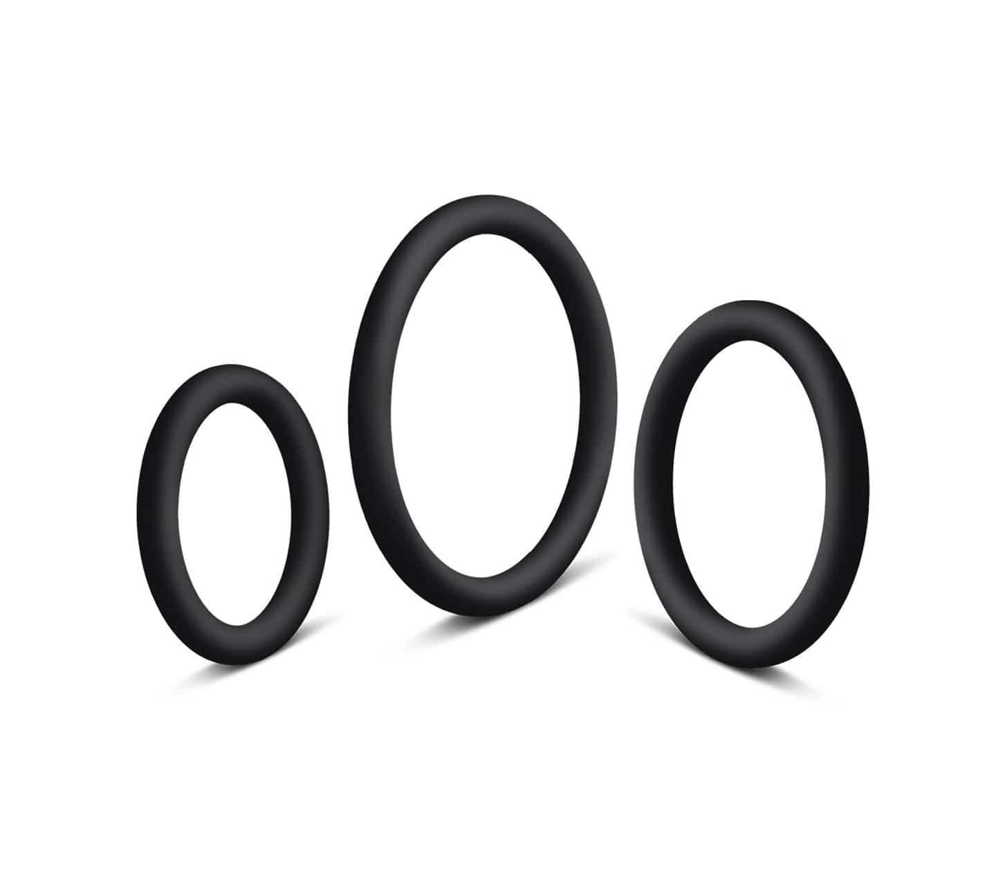 Love In Leather 3 Pack Silicone Cock Rings Set Black Large Cock Ring Sets