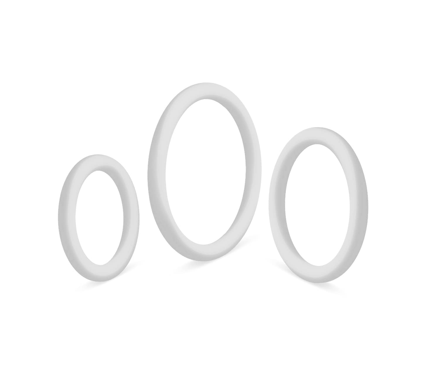 Love In Leather 3 Pack Silicone Cock Rings Set White Large Cock Ring Sets
