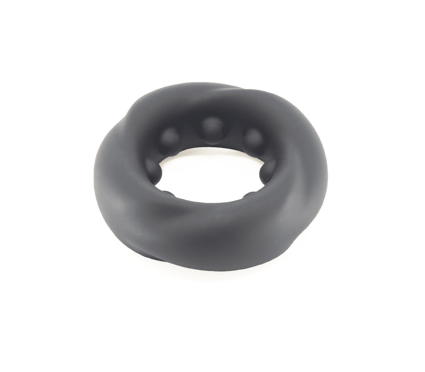 Love In Leather Mens Silicone Twisted O Ring Black Stretchy Cock Rings