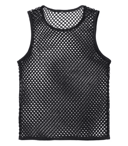 Love In Leather Mens Mesh Singlet with Black Binding - Mens Briefs And Boxers