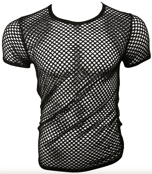 Love In Leather Mens Mesh Shirt with Black Binding S M His Fetish