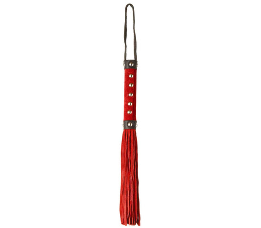 Love In Leather Studded Suede BDSM Play Flogger Red Whips And Crops