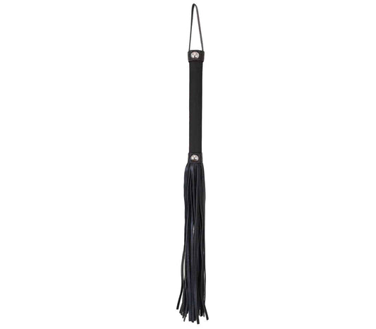 Love In Leather Satin Handle Flogger With Leather Tails Black Whips And Crops