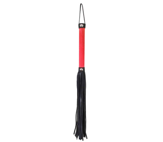 Love In Leather Satin Handle Flogger With Leather Tails Red Whips And Crops