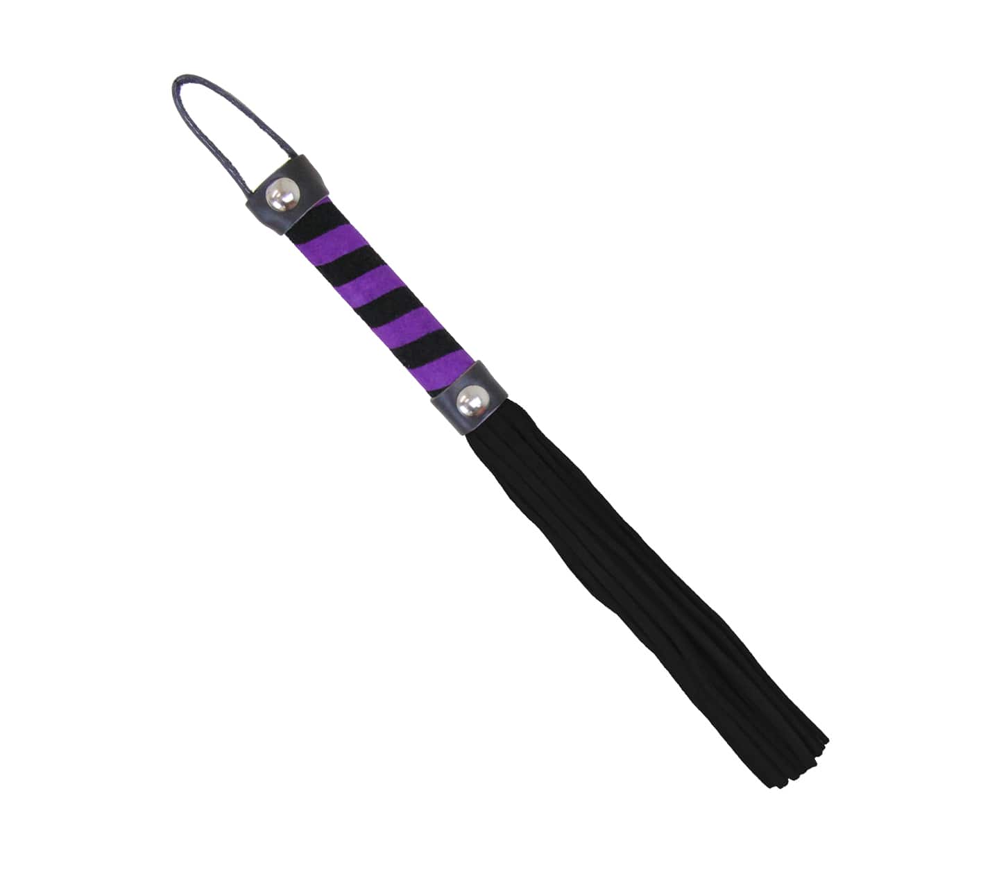 Love In Leather Candy Striped Willy Bondage Whip Black Purple Whips And Crops