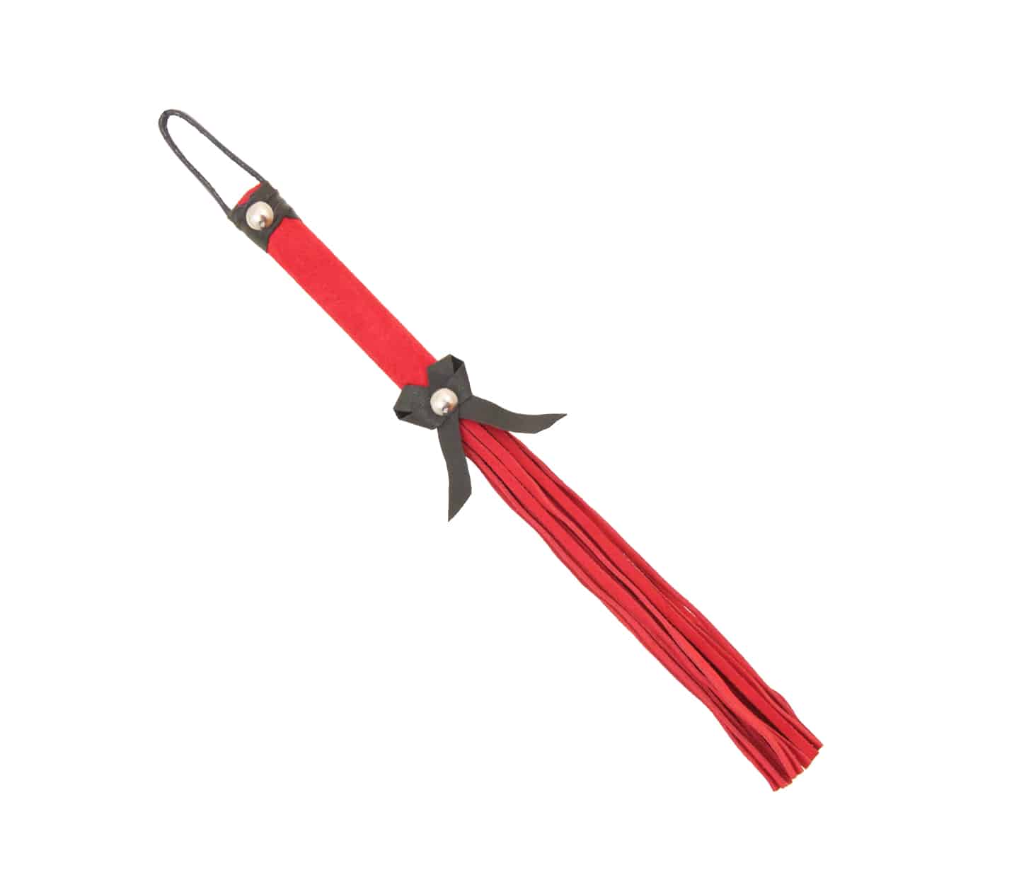 Love In Leather Suede BDSM Willy Whip With Bow Detail Red Whips And Crops