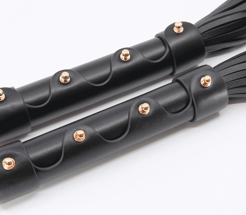 Love In Leather BDSM Flogger With Coloured Hardware - Whips And Crops