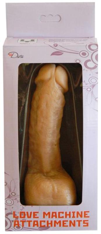 Love Machine Attachment EZ Bend Cock with Balls Flesh - Sex Machines