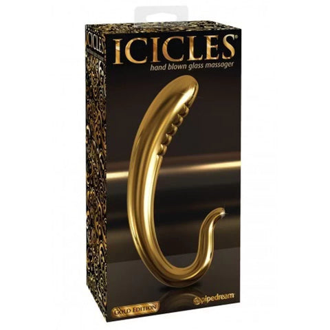 Pipedream Icicles Gold Edition G03 Glass Prostate Vibrator - Glass Sex Toys
