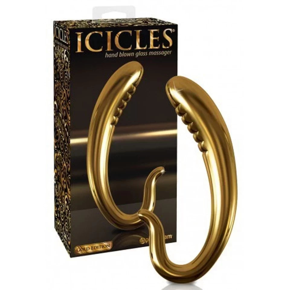 Pipedream Icicles Gold Edition G03 Glass Prostate Vibrator Glass Sex Toys