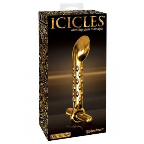 Pipedream Icicles Gold Edition G07 Glass P-Spot Vibrator - Glass Sex Toys