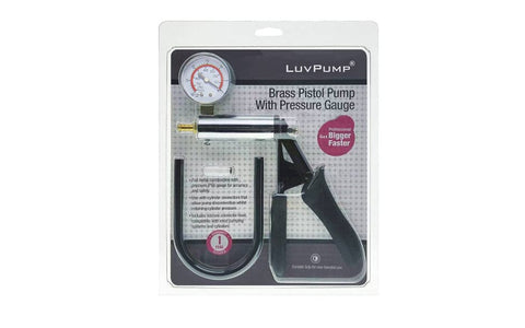 LuvPump Brass Pistol Penis Pump with Gauge & Hose - Penis Pumps And Stretchers