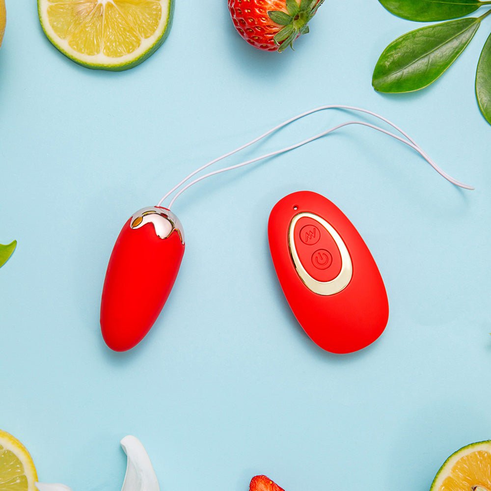 Maia SHORTCAKE USB Rechargeable Vibrating Love Egg with Wireless Remote Red Love Eggs and Kegel Exercisers