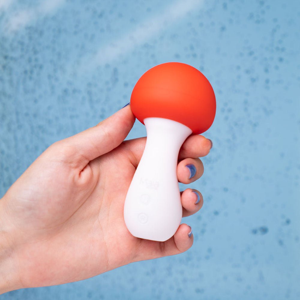 Maia SHROOMIE USB Rechargeable Mushroom Shaped Body Wand Vibrator Red/White Body Wands