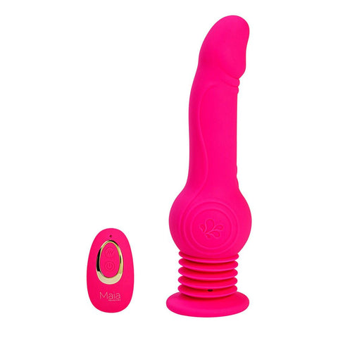 Maia TEGAN USB Rechargeable Jumping Vibrating Dong with Remote Pink - Vibrating Dildos