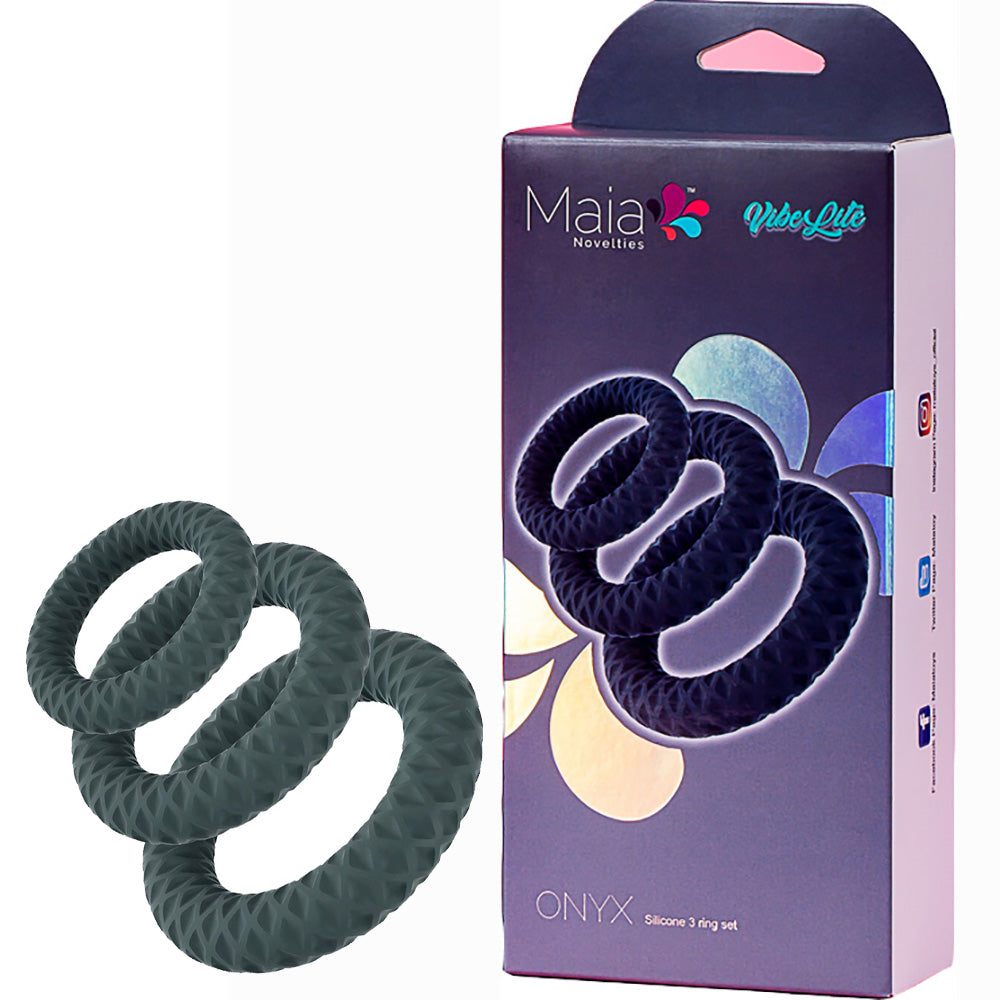 Maia ONYX Cock Ring Set Cock Rings