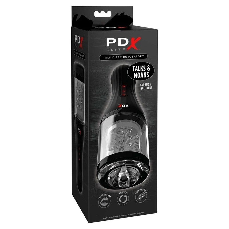 PDX Elite Talk Dirty Rotobator Vibrating Mens Masturbator Masturbators and Strokers