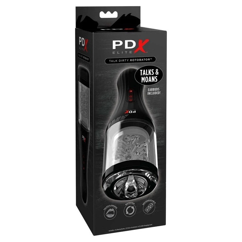 PDX Elite Talk Dirty Rotobator Vibrating Mens Masturbator Masturbators and Strokers
